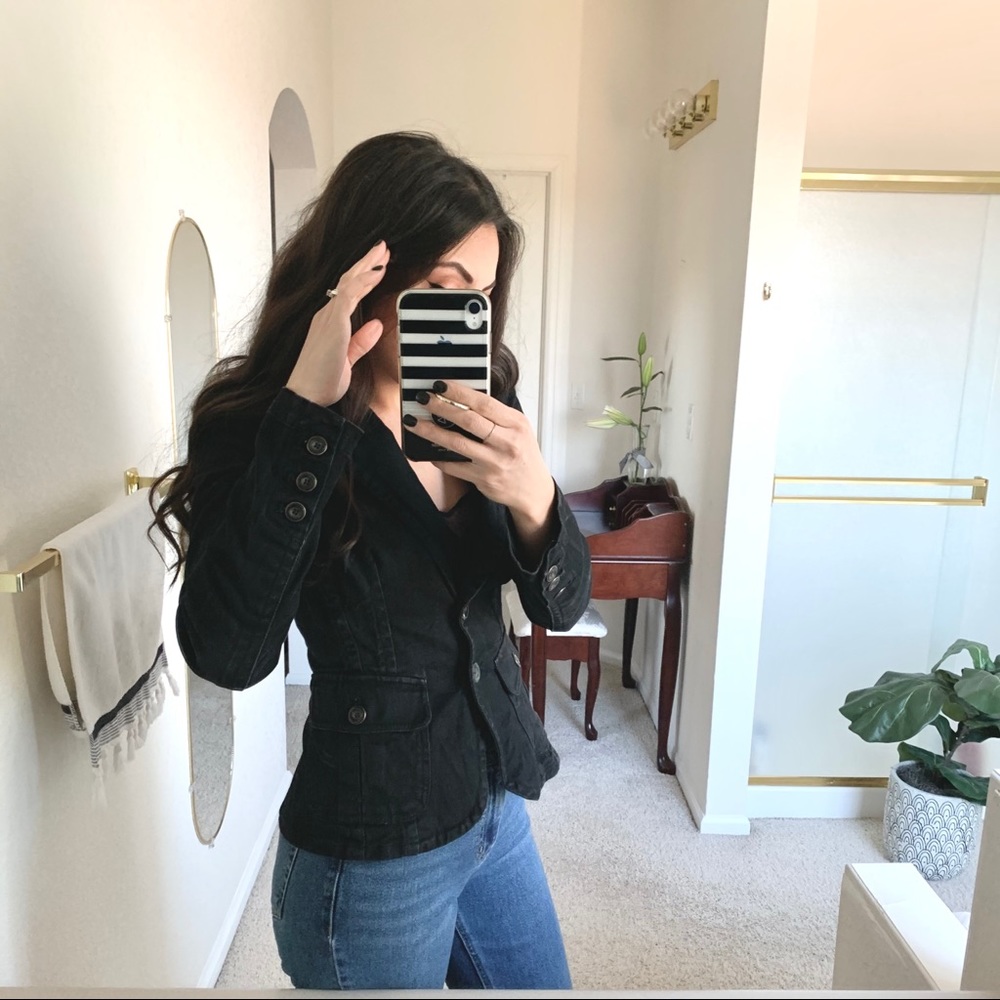 Black Fitted Denim Blazer